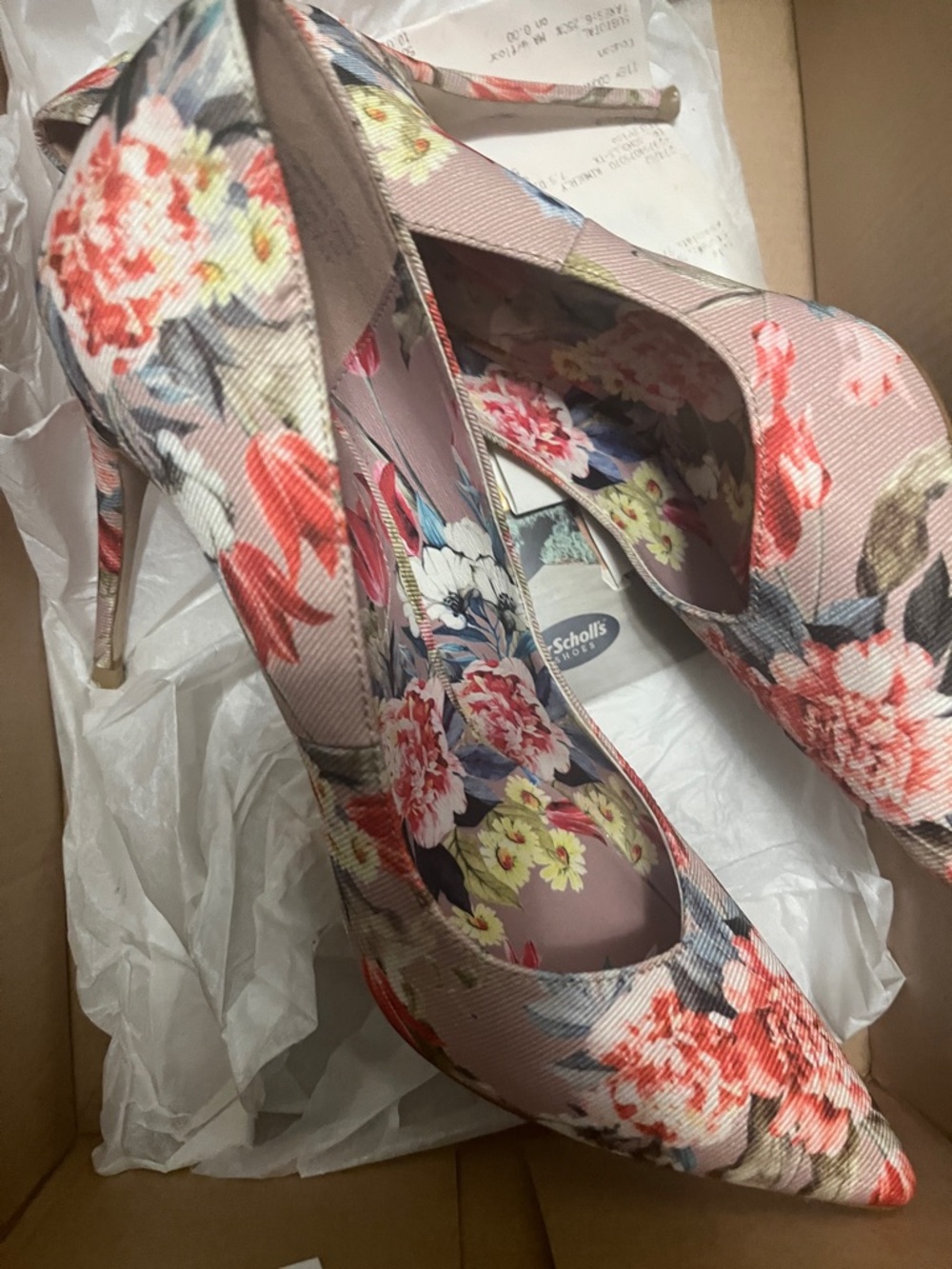 Pink Floral Pointed-Toe Stiletto Pumps